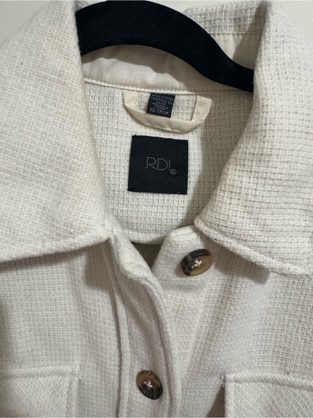 RDI Cream Textured Button Shirt-Jacket/Shacket - Picture 3 of 5